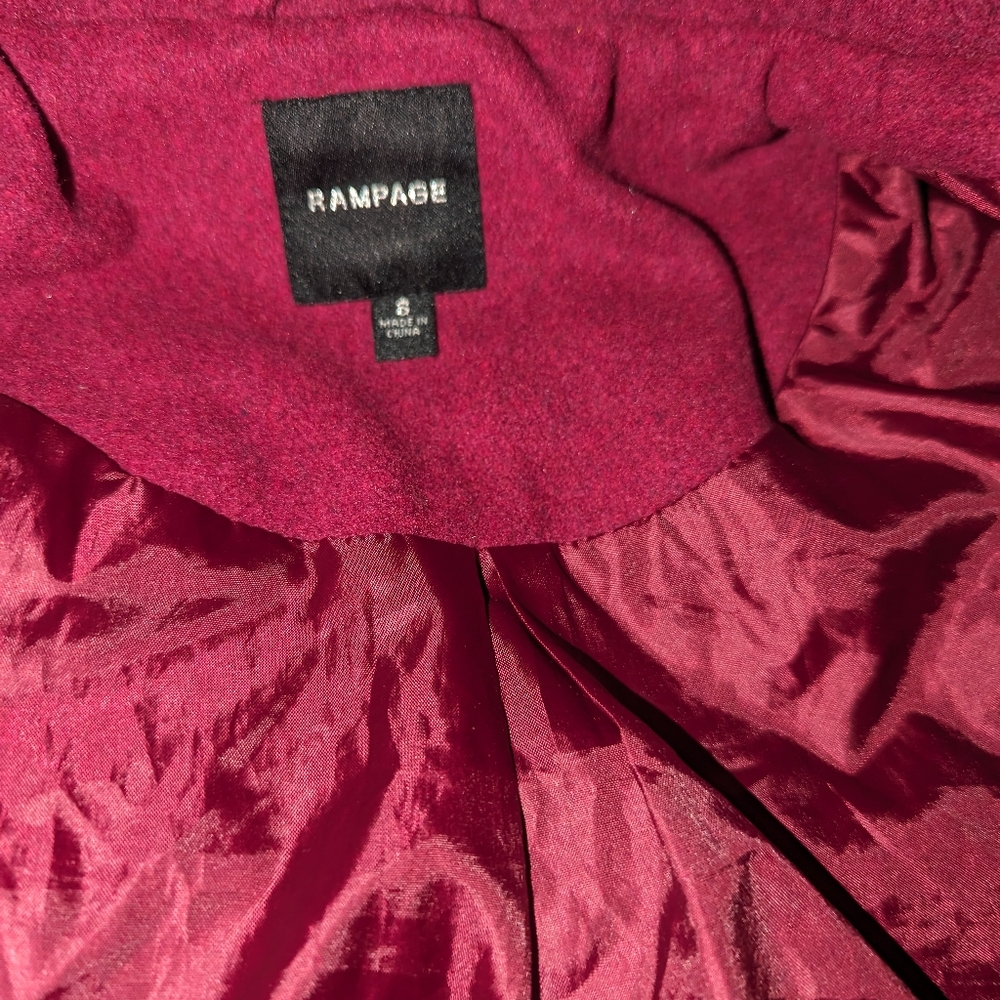 Raspberry Colored,Lined Jacket Button And Zip Clo… - image 5